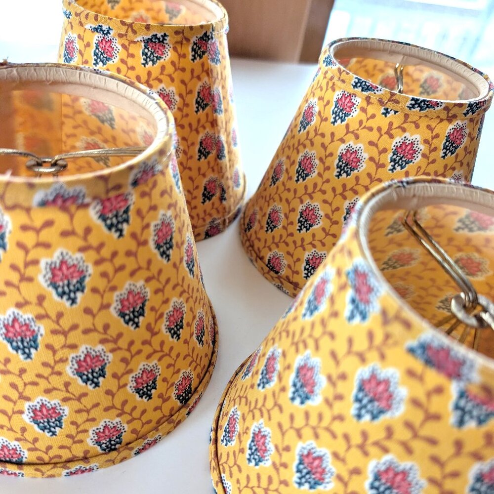 Vintage Pierre Deux French Farmhouse Set of 4 Mini Chandelier Lamp Shades
